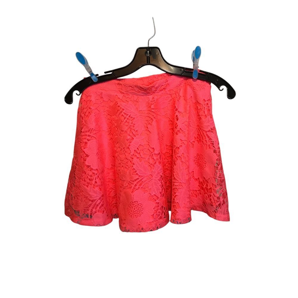 Aeropostale Neon Pink Lace Overlay Elastic Mini Skirt - Picture 2 of 4